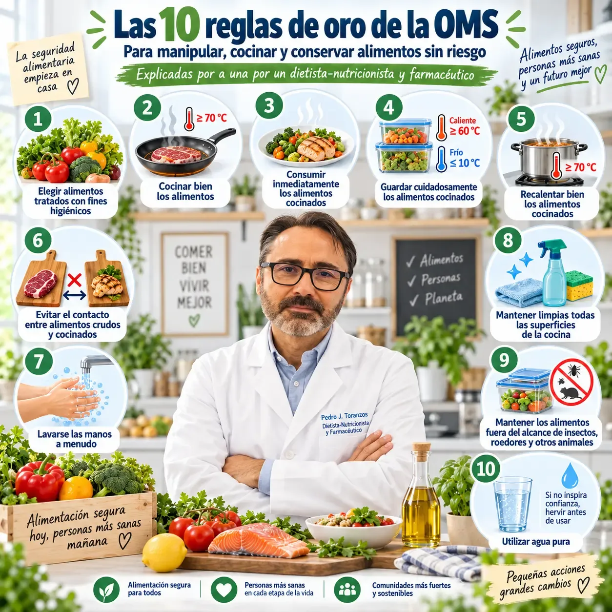Las 10 reglas de oro de la OMS para la preparación higiénica de los alimentos